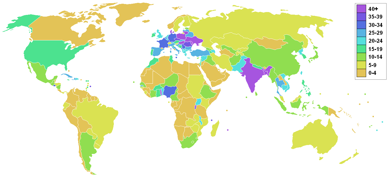 World arable land map